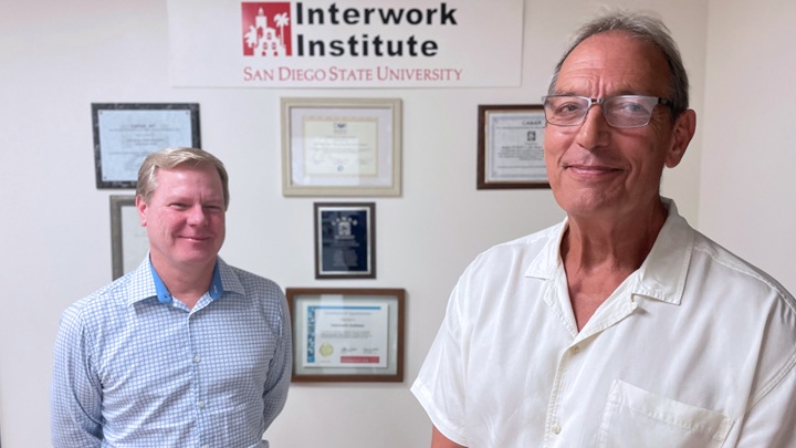 Mark Tucker and Chaz Compton at the Interwork Institute office in SDSU's Alvarado Road district