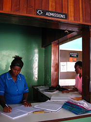 Nurse midwife at Gombe Hospital working with patients in the prenatal clinic. Photo by Harman Arora